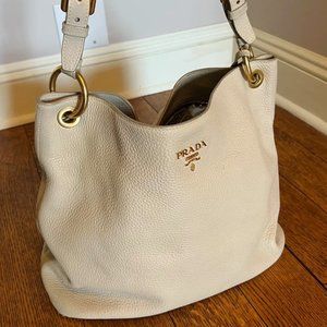 Prada Milano Beige Hand Bag - Gold